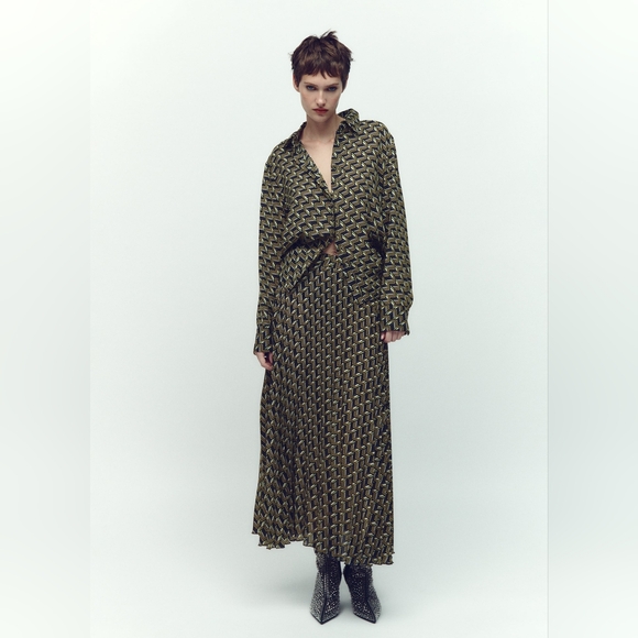 New Zara Geometric Printed Midi Skirt - 2492/051 - Picture 3 of 6